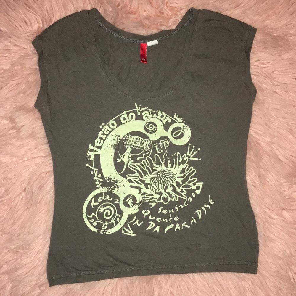 Cropped printed tee shirt